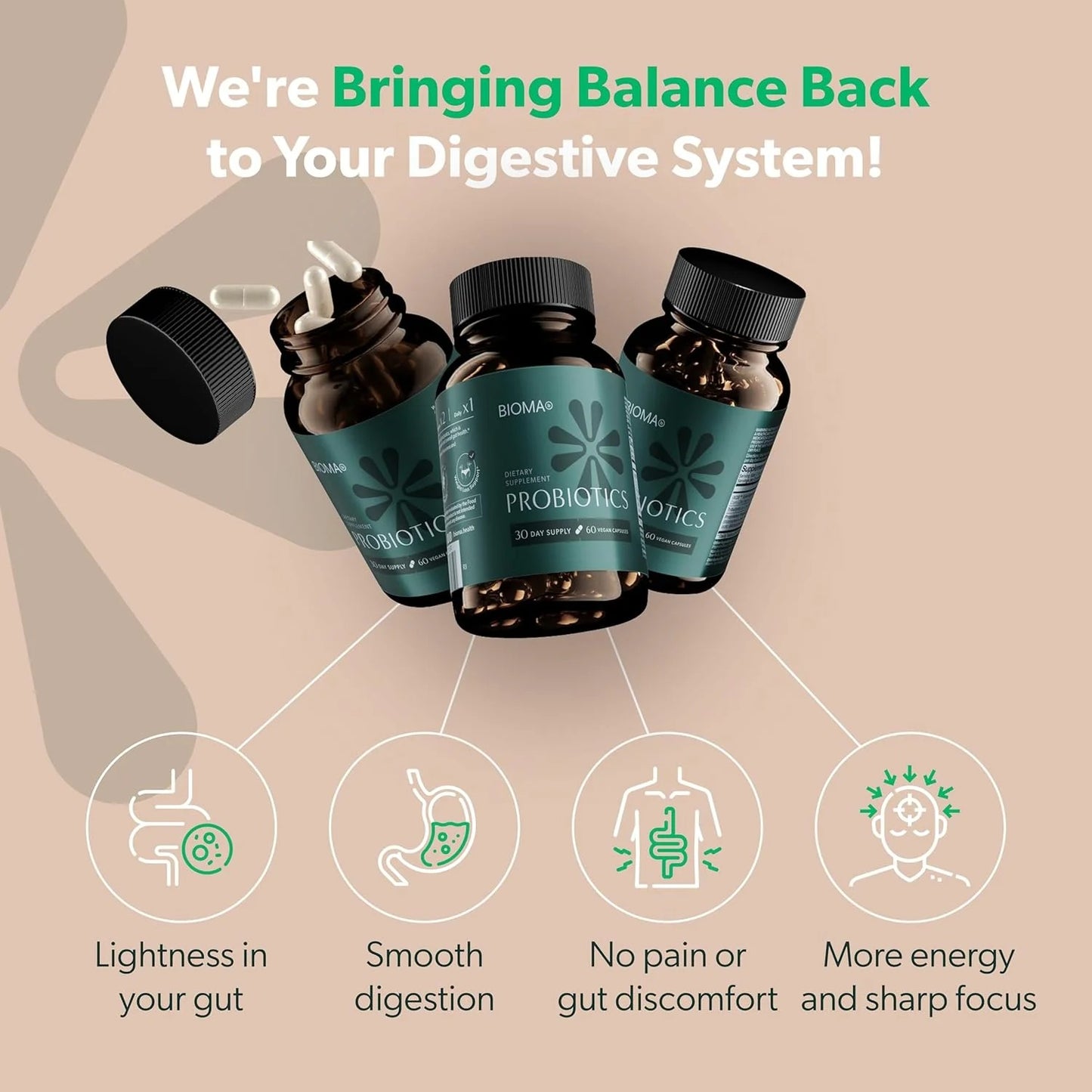 BIOMA Probiotics DigestiveHealth Probiotic -GutSupport for Men & Women